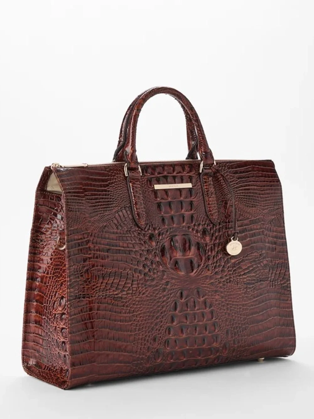 Brahmin Pecan Melbourne Croc-Embossed Leather Business Tote and Cordelia Wallet